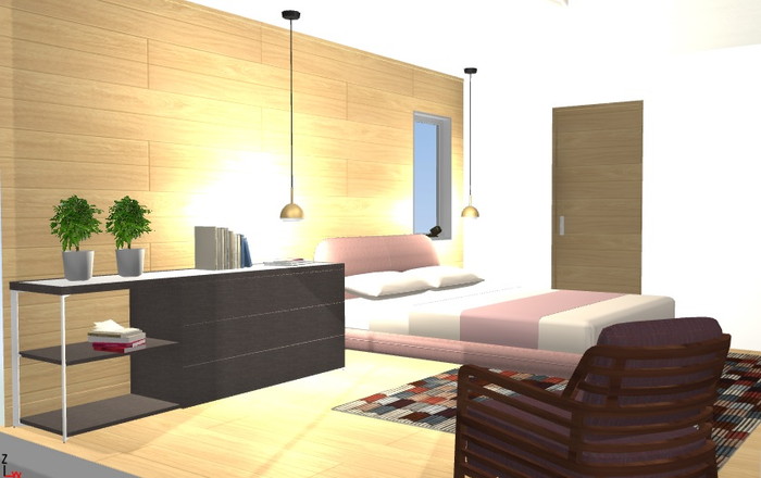 【3Dでは、主に壁や床の色合いと家具のマッチングを見てもらいます。】
