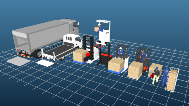 追加された倉庫業務向け3D素材（一部）